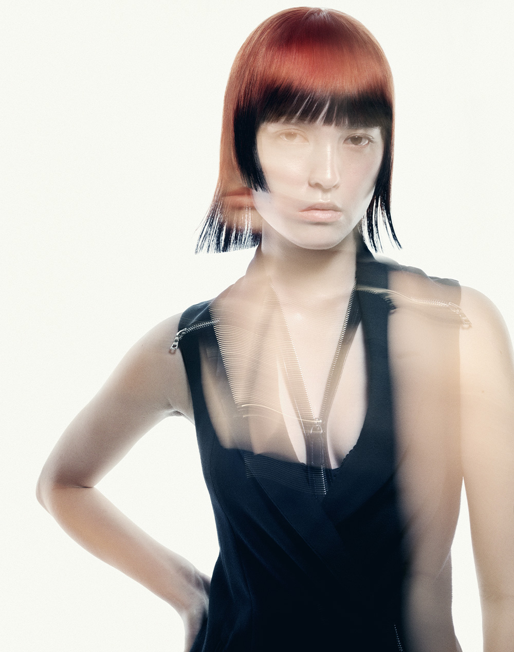 Copper and Black Colour Block Hime Bob - Lisa Muscat Vitale - Ascension Collection